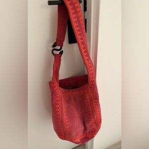 Sophie Habsburg tote bag. Suede calfskin leather with ethnic embroidery.